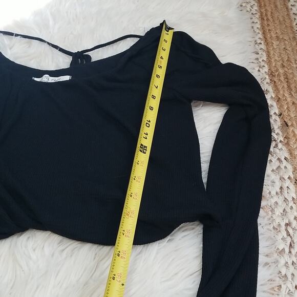 Free People Black Long Sleeve Thermal Crop Top - Picture 9 of 10